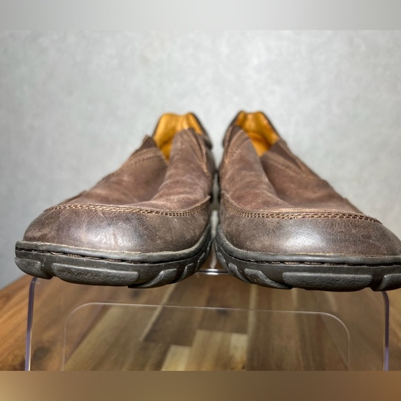 Pilolinos Brown‎ Leather Elastic Side Slip-On Loafer Shoes Non-Slip Bottom Sz 45